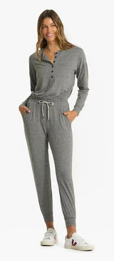 NEW Vuori Womens Jumpsuit Lux‎ Henley Heather Gray Size S Photo 0