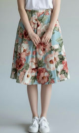 Le Lis Bold Floral Print Skirt Textured Size Large Photo 0