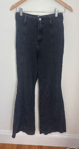We The Free Free People Black Flare Jeans Seam Detail High Rise Size 27 Photo 0