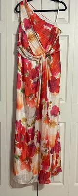 NWT Adrianna Papell red and orange floral maxi dress with tie detail Photo 0