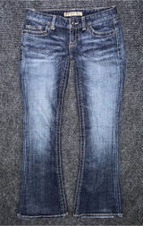 Y2K Buckle BKE Star Flare Jeans Low Rise Dark Wash 26x31.5 Embroidered Festival Photo 0