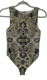Free People Intimately cream, yellow & navy paisley open back bodysuit S Photo 0