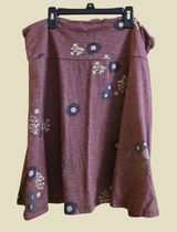 Toad & Co Burgundy Floral Organic Cotton Blend A Line Skirt Photo 0