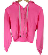 SOUL Cropped Zip‎ Up Hoodie Bright Pink Athletic Casual Womens Size S Photo 0