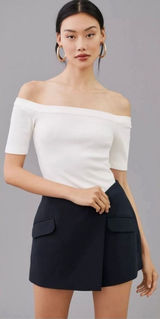 Anthropologie Maeve Tailored‎ Skort Wrap Front Side Zip Mini Pocket Navy Blue 4 Photo 0