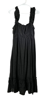 Just Found Smocked Ruffle Midi Dress Womens Large Black Tiered Textured JDW2567 Photo 0