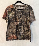 Field & Stream Camo T-Shirt Womens XL Mossy Oak Break Up Country V-Neck Hunting Photo 0