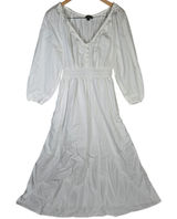 J. Crew V-Neck Midi Dress in Cotton Poplin in White S BR931‎ Photo 0