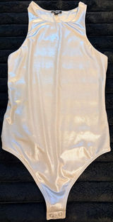 Express Iridescent Pearl White One-Piece Bodysuit Photo 0