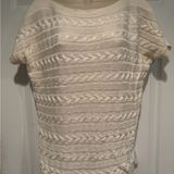 Ralph‎ Lauren Inspired Cable Knit Sweater Top Cream Coastal Grandma Quiet Luxury Photo 0