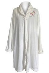 Aria White Terrycloth Robe Muumuu Floral Embroidered XL Grandmacore Cottagecore Photo 0