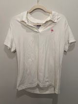 Lilly Pulitzer Shrunken Polo White Pink Logo Size XL Photo 0