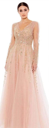 NWT Mac DUGGAL 20295 Embellished V Neck Long Sleeve A Line Gown Size 24 Photo 0