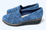 Clarks Sharon Villa Loafer Blue Women's 7 M Comfort Shoes Suede Leather Preppy Photo 0