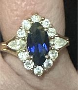 925 Sterling Silver Natural Blue Sapphire With CZs Size 7 Photo 0