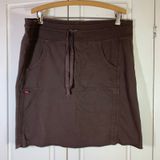 XCVI Brown Cotton Jersey Knit Size L Drawstring Mini Skirt 9580 USA Made Boho Photo 0
