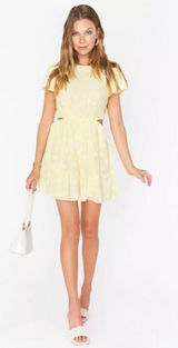 Show Me Your Mumu Merrit Cut Out Mini Dress Yellow Small Short sleeve Floral Photo 0