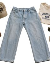 Levis Premium 501 Big E Cropped Jeans Womens 30 Light Wash Straight Leg Denim Photo 0