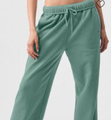Alo Yoga Accolade Wide Leg Sweatpants L Botanical Green Relaxed Athleisure Photo 0