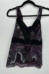 Apt. 9 Y2K Purple‎ Paisley Babydoll Top Sz Lace Trim Size M Fairy Coquette Lettuce Hem Photo 0