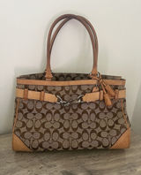 Coach Hampton Satchel Women Medium Brown Monogram Canvas Y2K Preppy 8K07 Photo 0