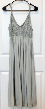 Scandal Italy Sage Green Sequin Midi Dress Medium Fairy Ethereal Empire‎ Waist Photo 0