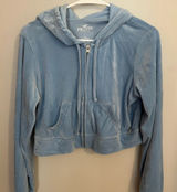 Hollister Women's Sky Blue Velour Zip-Up Hoodie Jacket Photo 0