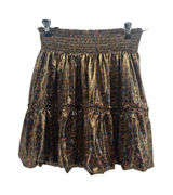 Free People Skirt Womens M Floral Brocade Gold Metallic Smocked Bubble EUC Photo 0