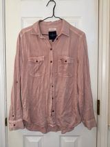 American Eagle Outfitters Dusty Pink Boyfriend Fit Button-Up Shirt Photo 0