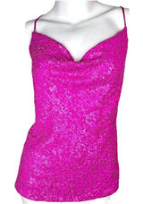 Generation Love Women’s Size M Soft Cami Top Sequin Hot Pink Barbie Coquette Fairy Cowl Neck Photo 0
