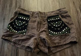 Free People Brown Ipanema Embellished Shorts Sz 3 Boho Photo 0