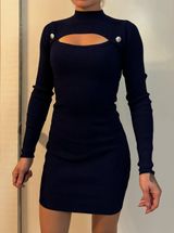 SheIn Navy Long Sleeve Sweater Dress Photo 0