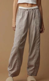 Daily Practice by Anthropologie Parachute Wide Leg Pants Taupe Small Photo 0