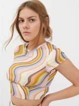 Urban Outfitters Multicolor Swirl Crop Top — Pastel Wave Print Photo 0
