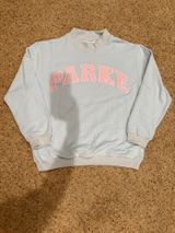 Parke Varsity mockneck sweatshirt birthday blue and pink L/XL Photo 0