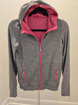​Ivivva Lululemon Girls 14 Reversible Full Zip Hoodie Gray Hot Pink Thumbholes Photo 0