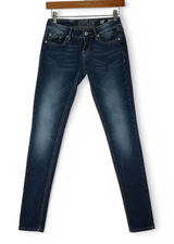 Miss Me Jegging Jeans Womens 26x30 JE1051GR Skinny Bling‎ Rhinestone Embroidered Photo 0