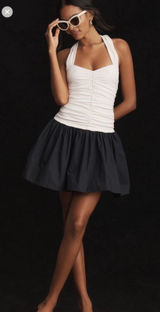Maeve‎ Anthropologie black cream Halter mini Dress Size XL Photo 0