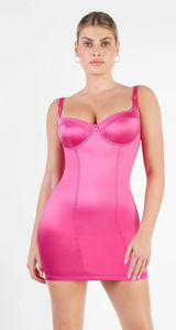 Popilush Shapewear Sculpting Satin Bustier Mini Dress Pink Medium NEW NWT Photo 0