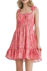 LUSH Dress Pink Floral Babydoll Chiffon Sundress Peasant Elastic Waist Women XS Photo 0