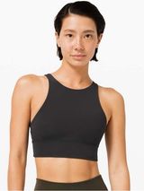 Lululemon Energy Bra High Neck Long Line *Tough, Black, Size 4 Photo 0