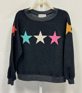 Wildfox Couture Multi Color Star Graphic Raglan Sweatshirt Gray Small Sample Photo 0