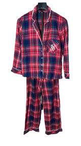Victorias Secret Red Plaid Pajama Set XS Short Cotton Modal Button Up 2 Piece Photo 0