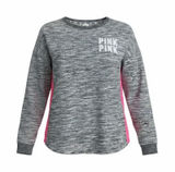 Victoria's Secret PINK Bling Holographic Foil Varsity Crew Sweatshirt Large Grey Photo 0