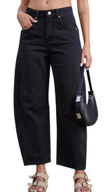 GREAIDEA Mid Rise Barrel Jeans for Women Wide Leg Mid Waist Photo 0