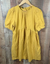 Dokotoo Gauze Babydoll Dress Large Mustard Yellow Puff Sleeve Cottagecore Photo 0