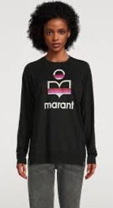 Isabel Marant Etoile Kiefferf Black Linen Long Sleeve Logo Tee TS0766-21A060E Photo 0