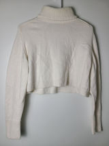 Zara Md Off White Cropped Turtleneck Ribbed Knit Sweater Minimalist Chic Neutral Photo 0