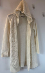 Old‎ Navy Ivory Longline Hooded Cardigan Sweater Cable Knit Button Front M Ivory Photo 0