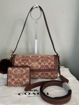 Coach Etta Small Flap Shoulder Bag In Signature Chenille With Matching Wallet Photo 0